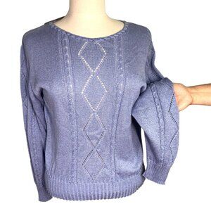 NWT Vintage Jolie Krinkle spun Blue open loose knit Womens Sweater USA Medium